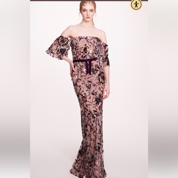 MARCHESA NOTTE***Stunning Floral Off-Shoulder Dress Gown***US 2,8***$995 - Picture 1 of 3